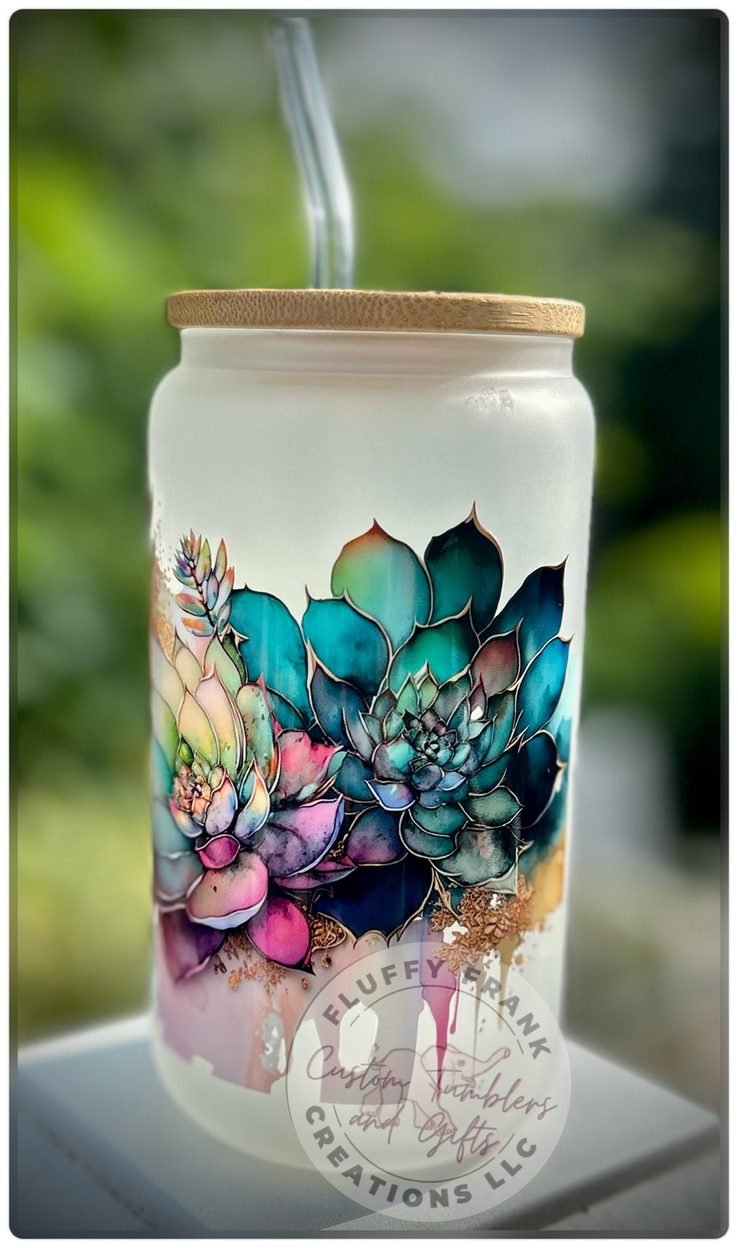 Succulent 16oz  glass (frosted)