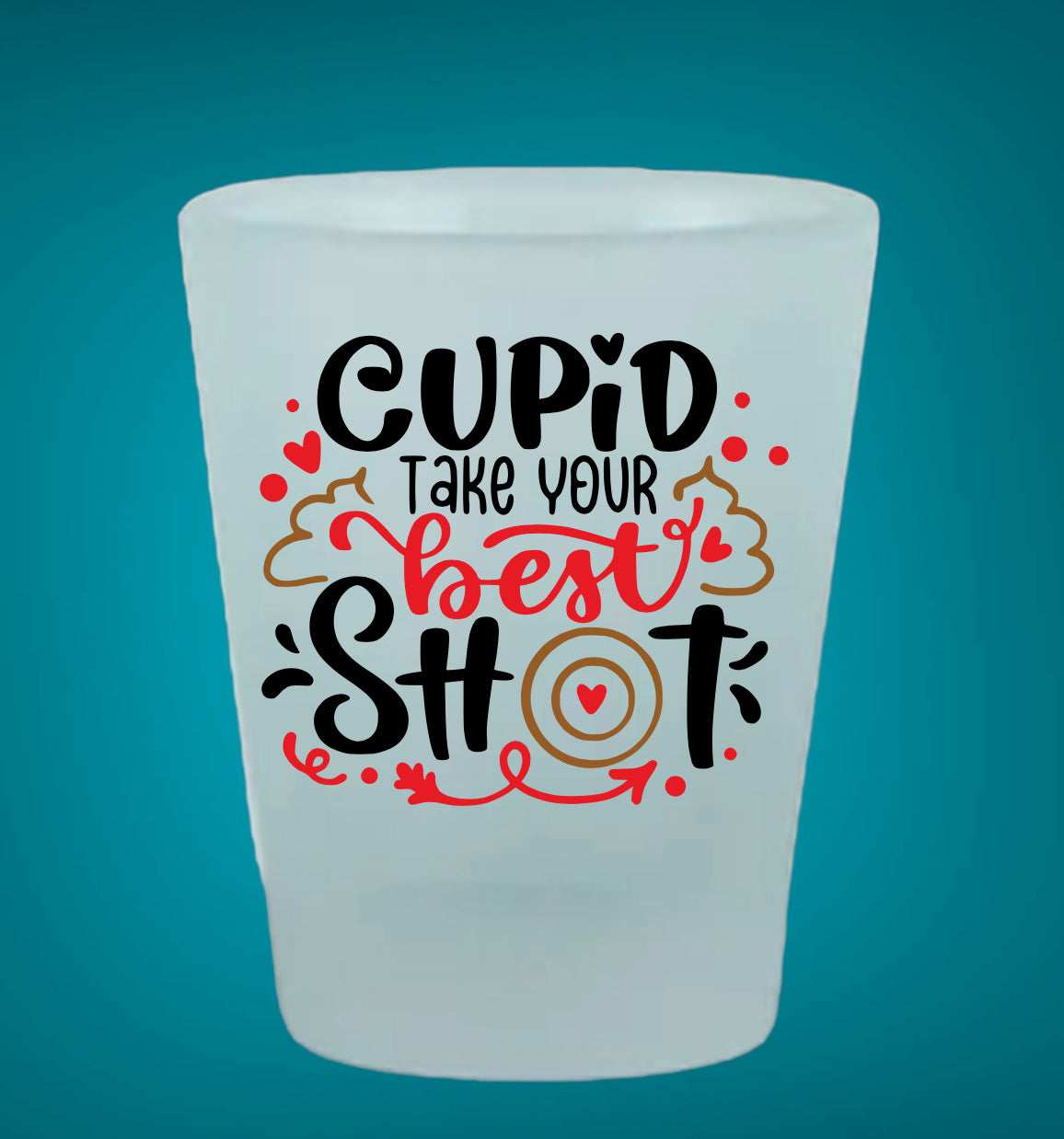 Valentine themed frosted shot glass
