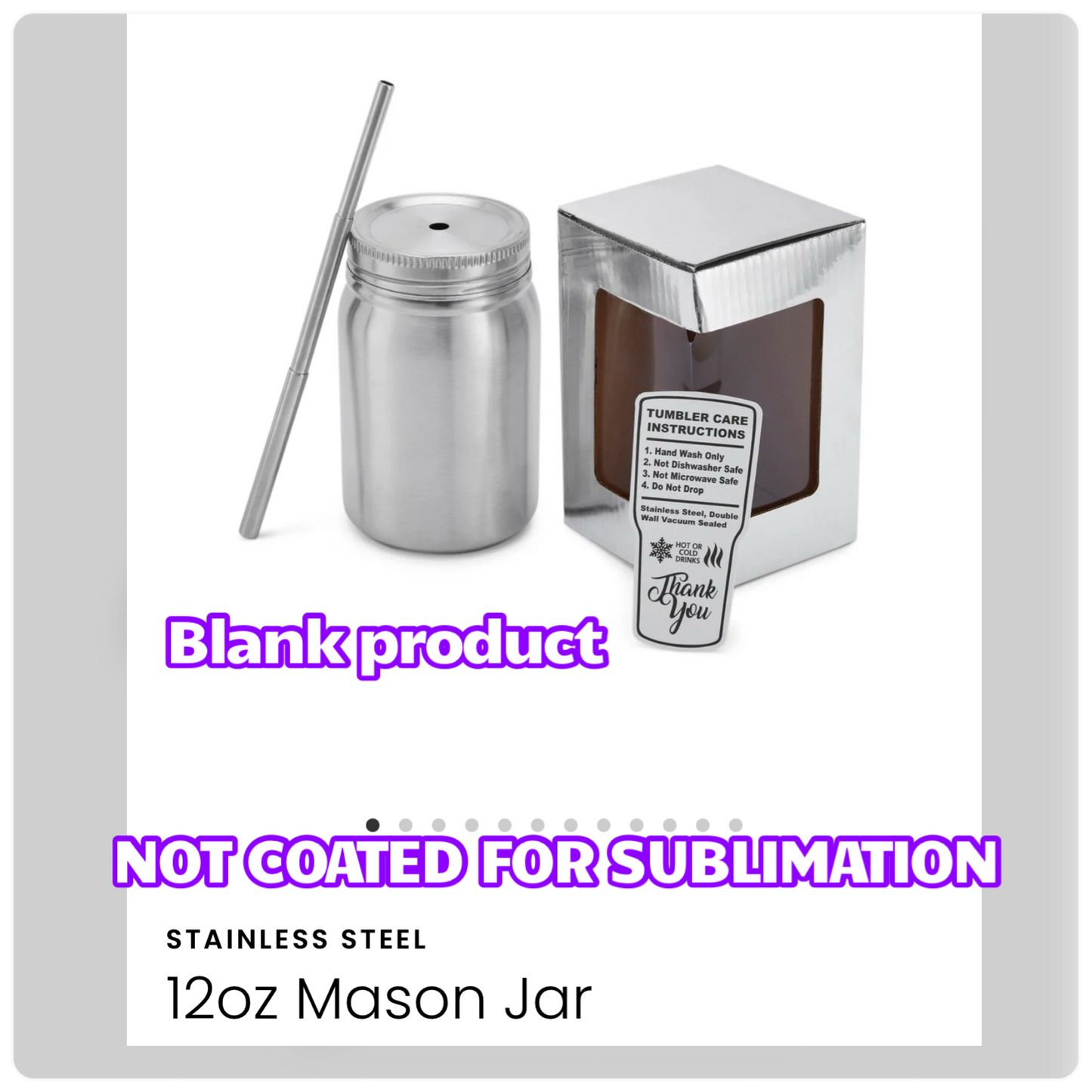 12oz Mason Jar Stainless Tumbler-MakerFlo
