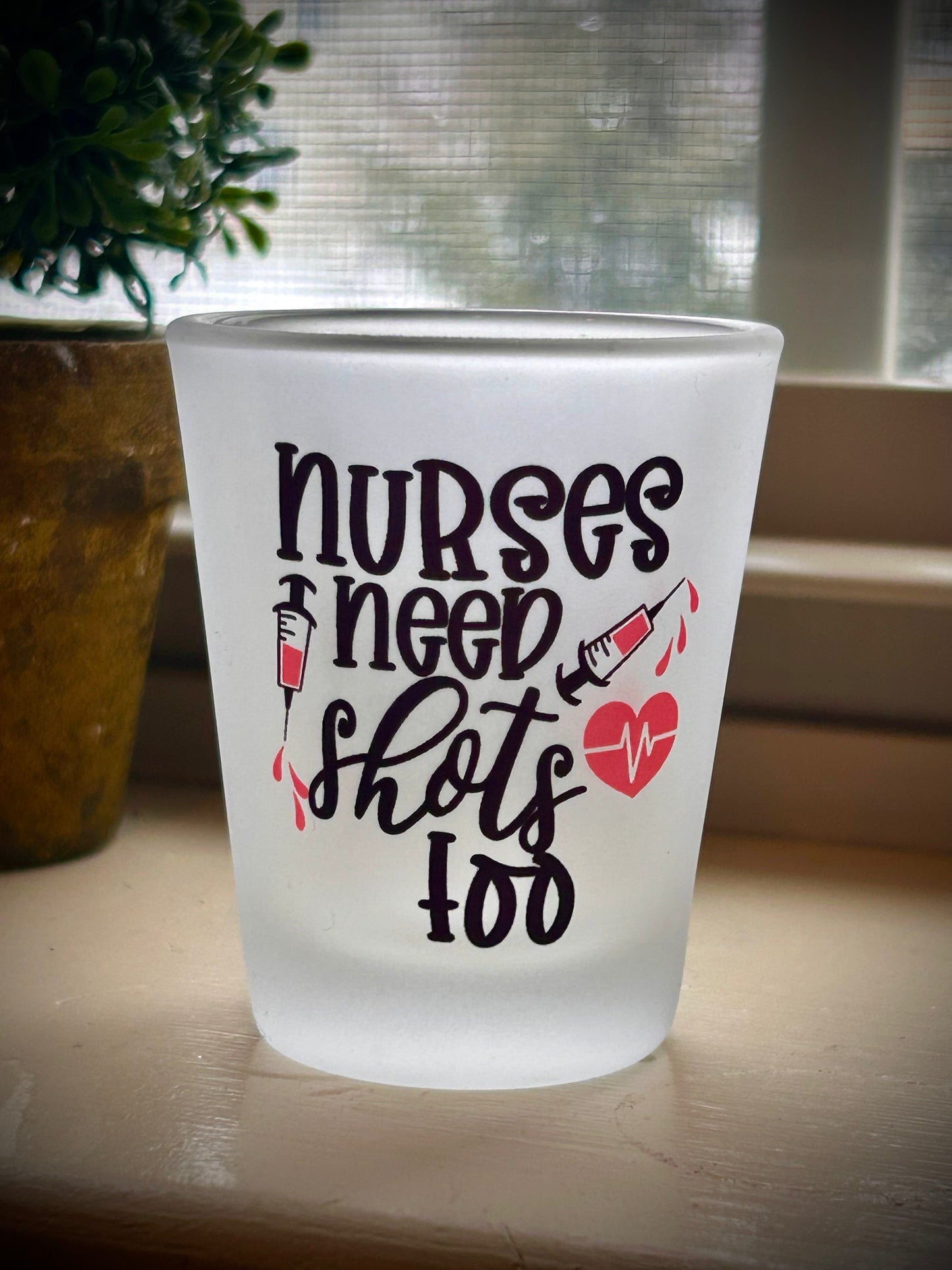 Nurse frosted shot glass