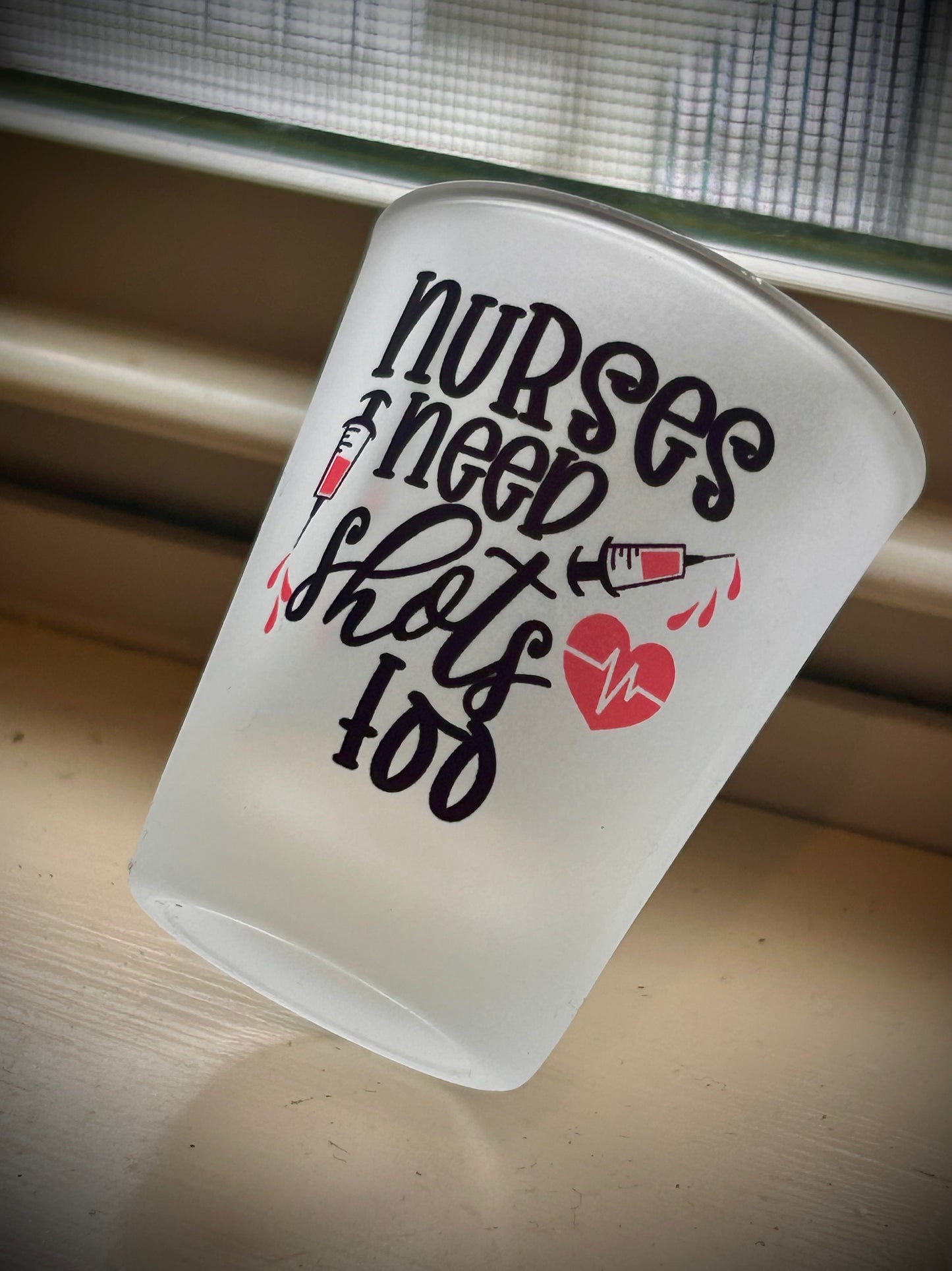 Nurse frosted shot glass