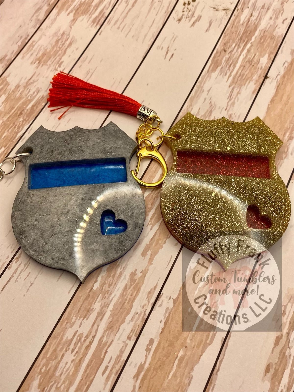 Back the Blue / Thin Blue Line keychain - FluffyFrankCreationsLLC