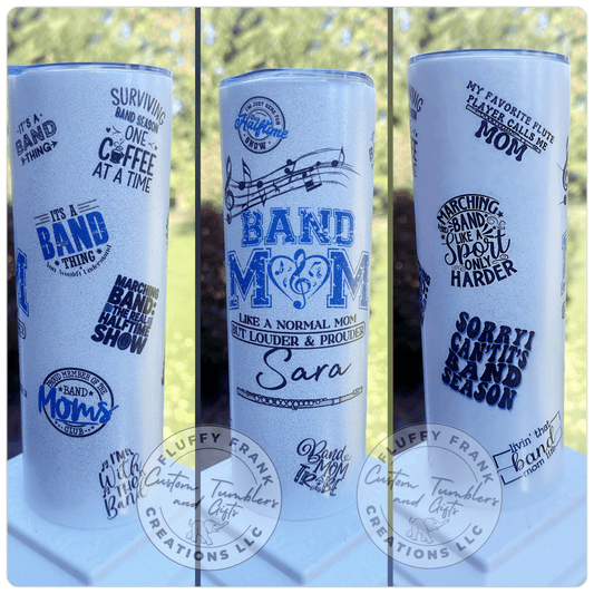 Band Mom 20oz Glitter Tumbler - FluffyFrankCreationsLLC