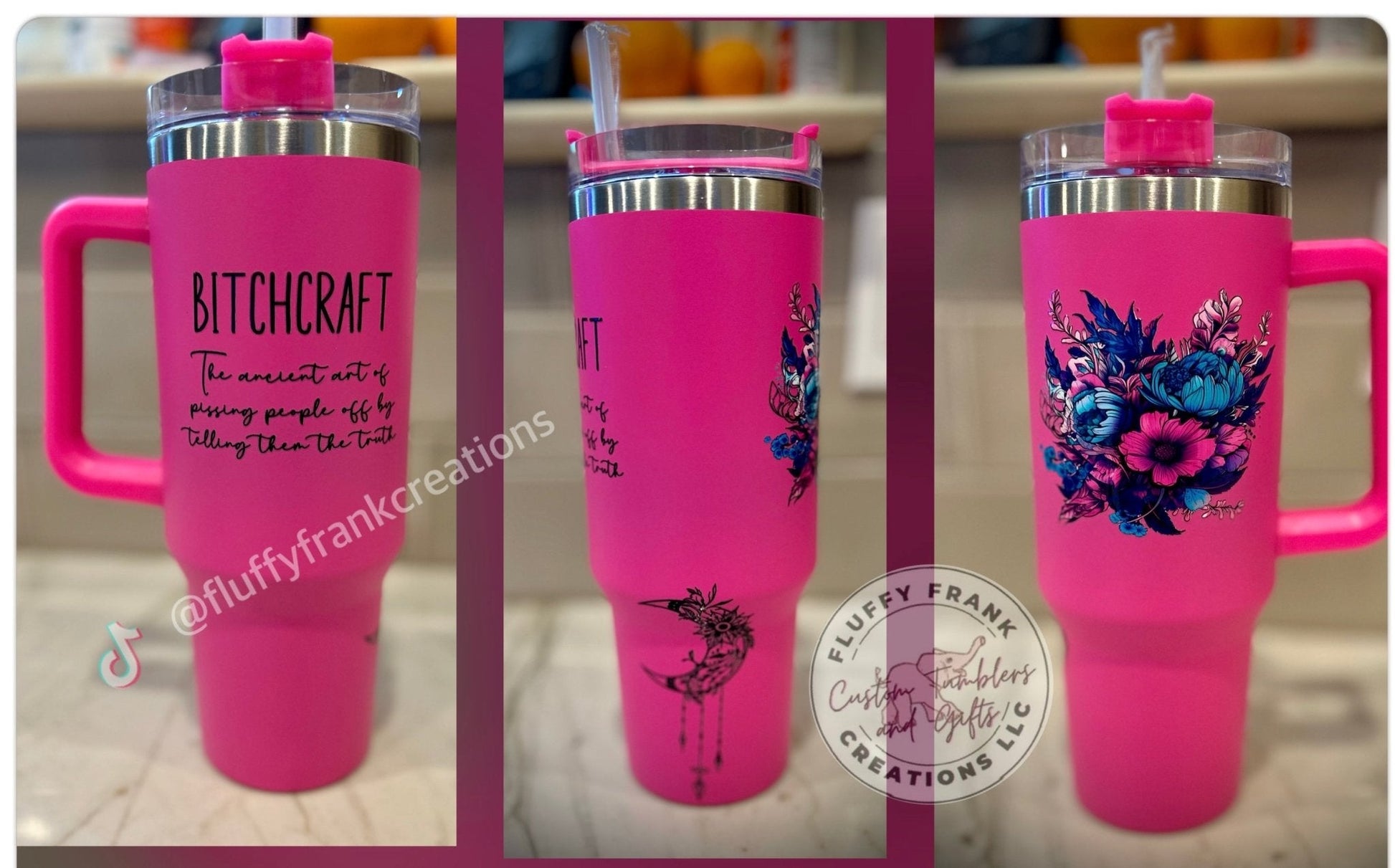 Bitchcraft 40oz hot pink - FluffyFrankCreationsLLC