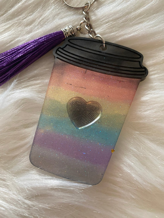 Coffee cup resin keychain - FluffyFrankCreationsLLC