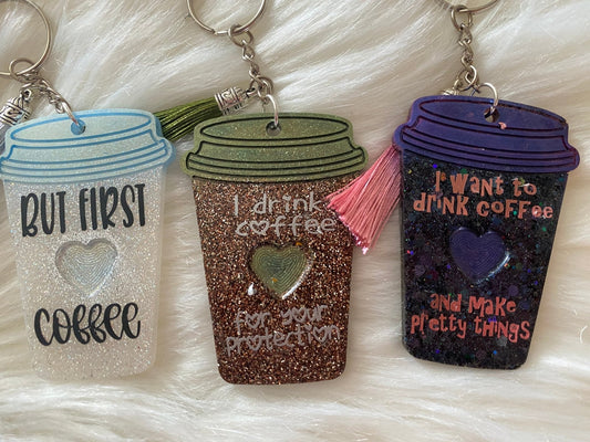 Coffee cup resin keychain - FluffyFrankCreationsLLC