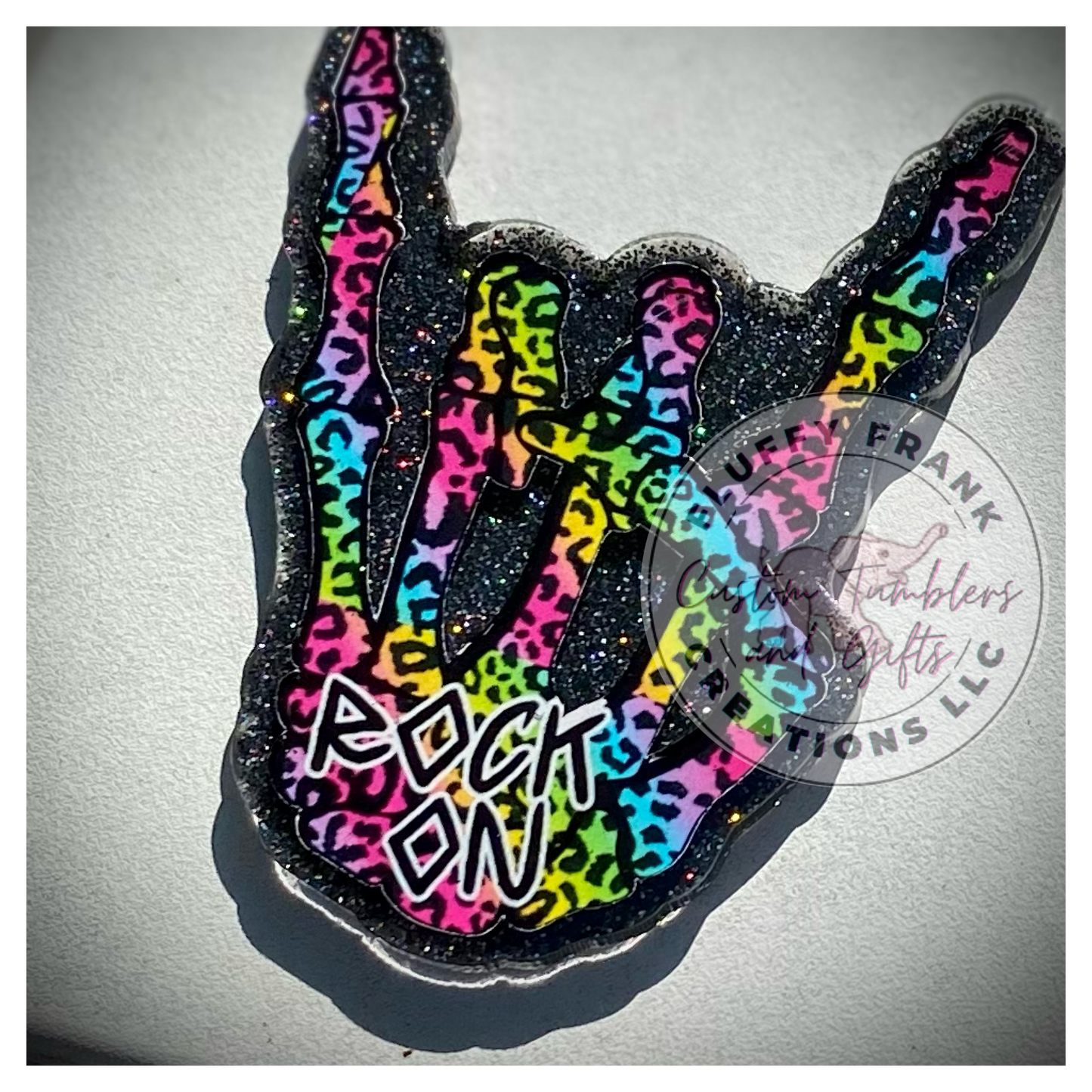 Rock on Skelly hand keychain
