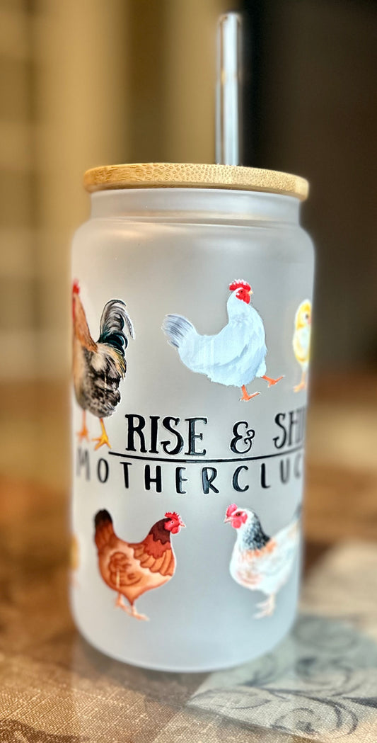 Mothercluckers 16oz  glass (frosted)