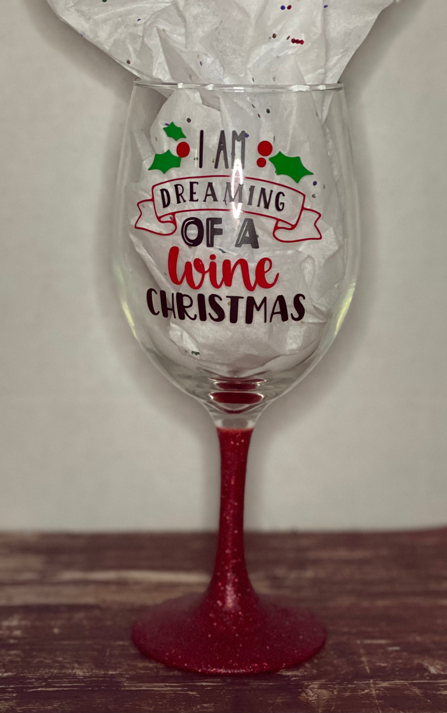 Custom glitter stemmed wine glass