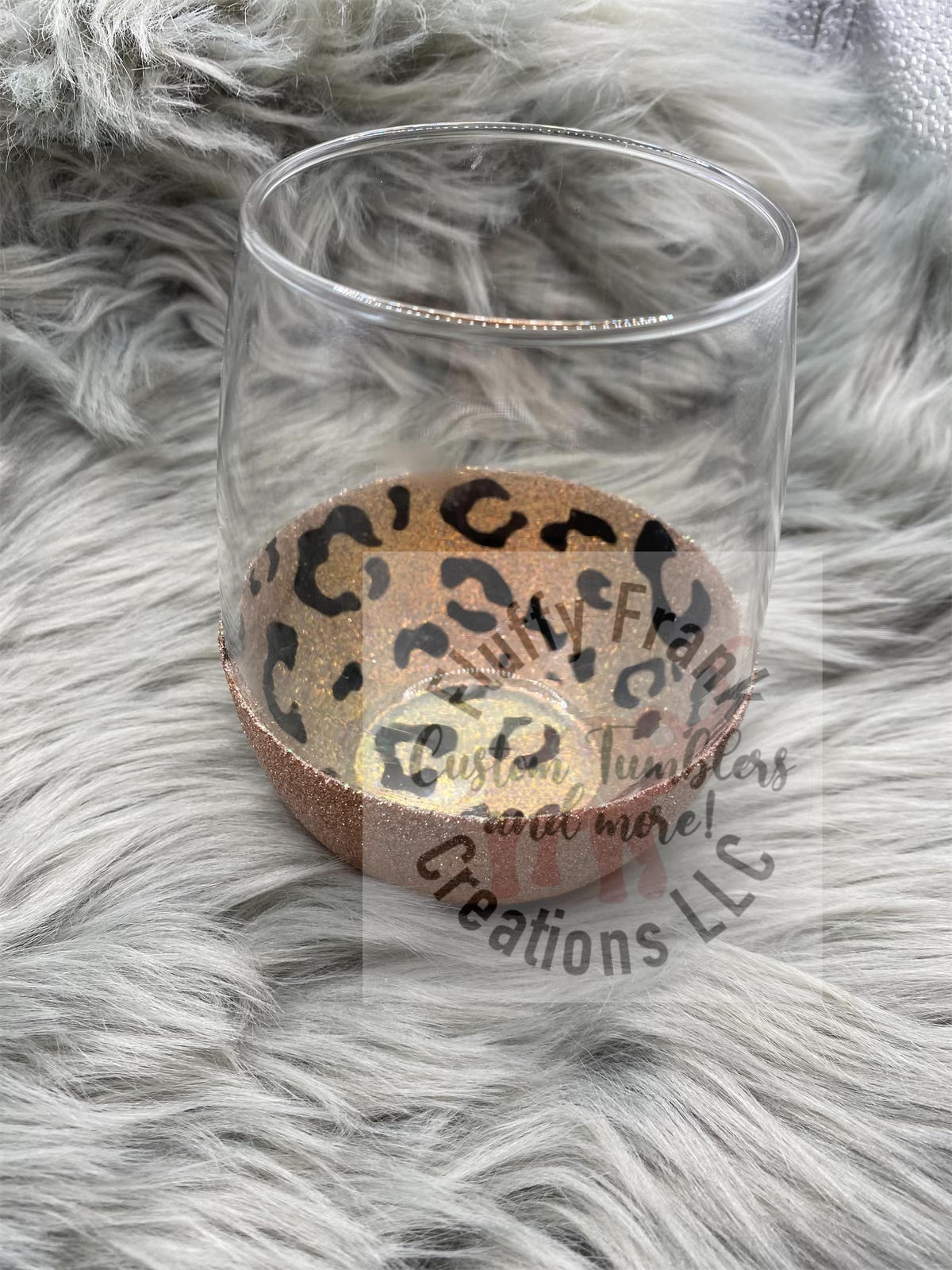 Leopard opal wine glass
