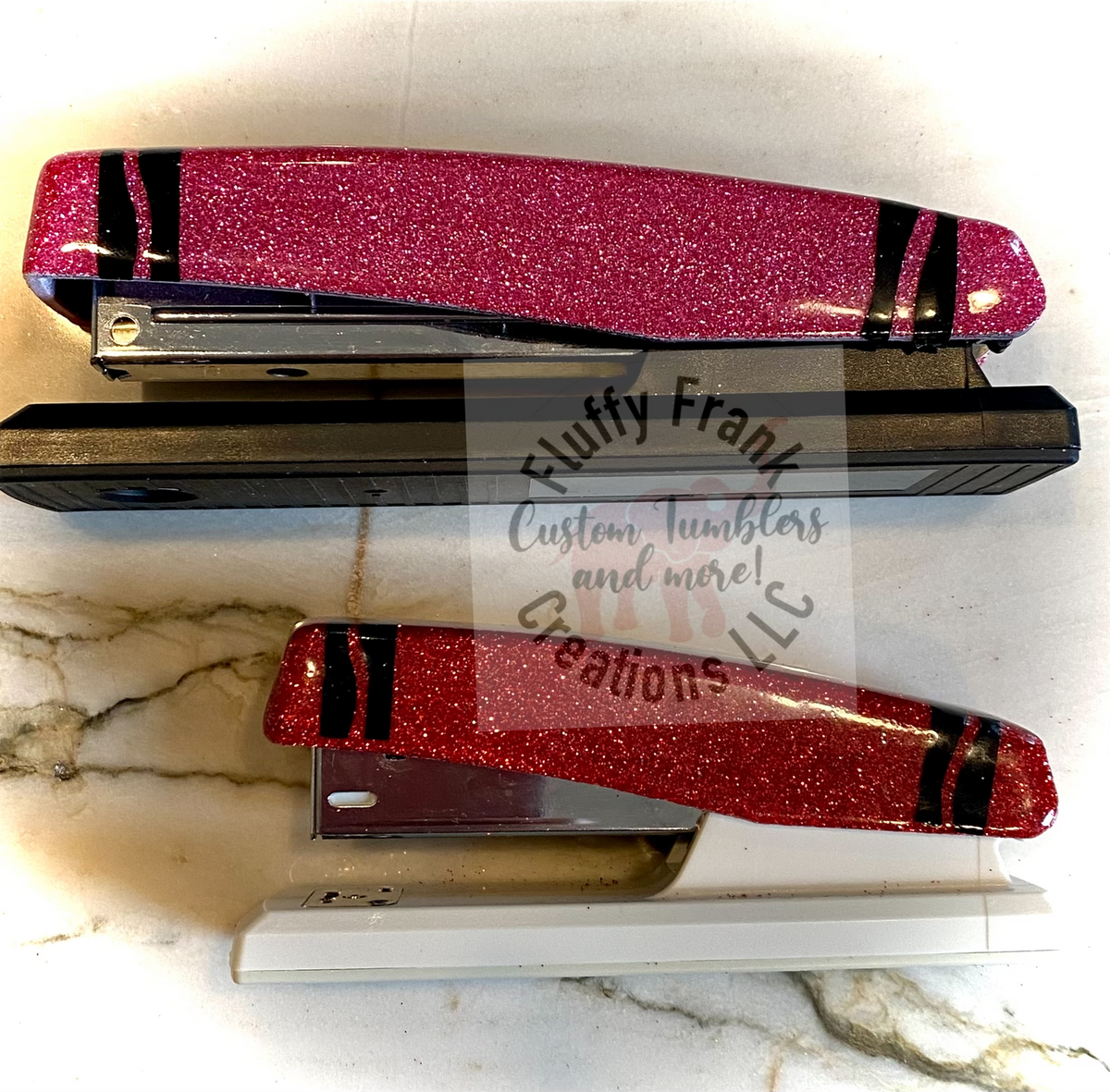 6 Piece Glitter Resin Office Supply Set Resin Scissors Resin Stapler Resin  Pen Glitter Stapler Set Personalized Desk Set 