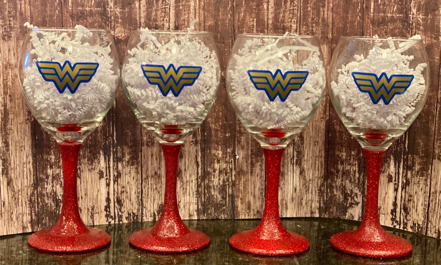 Custom glitter stemmed wine glass