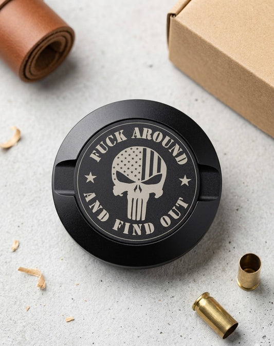 Custom Engraved Snus Can – FAFO Punisher Skull Nicotine Pouch Tin