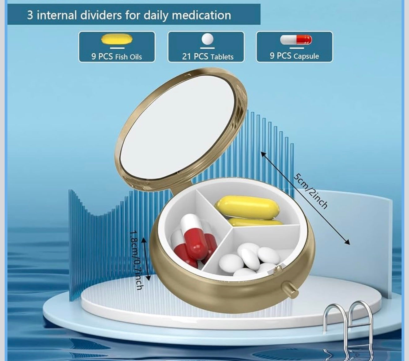 Funny Custom Pill Case with Mirror — “Whoomp There It Is” Compact Pill Organizer, Gen X Gift