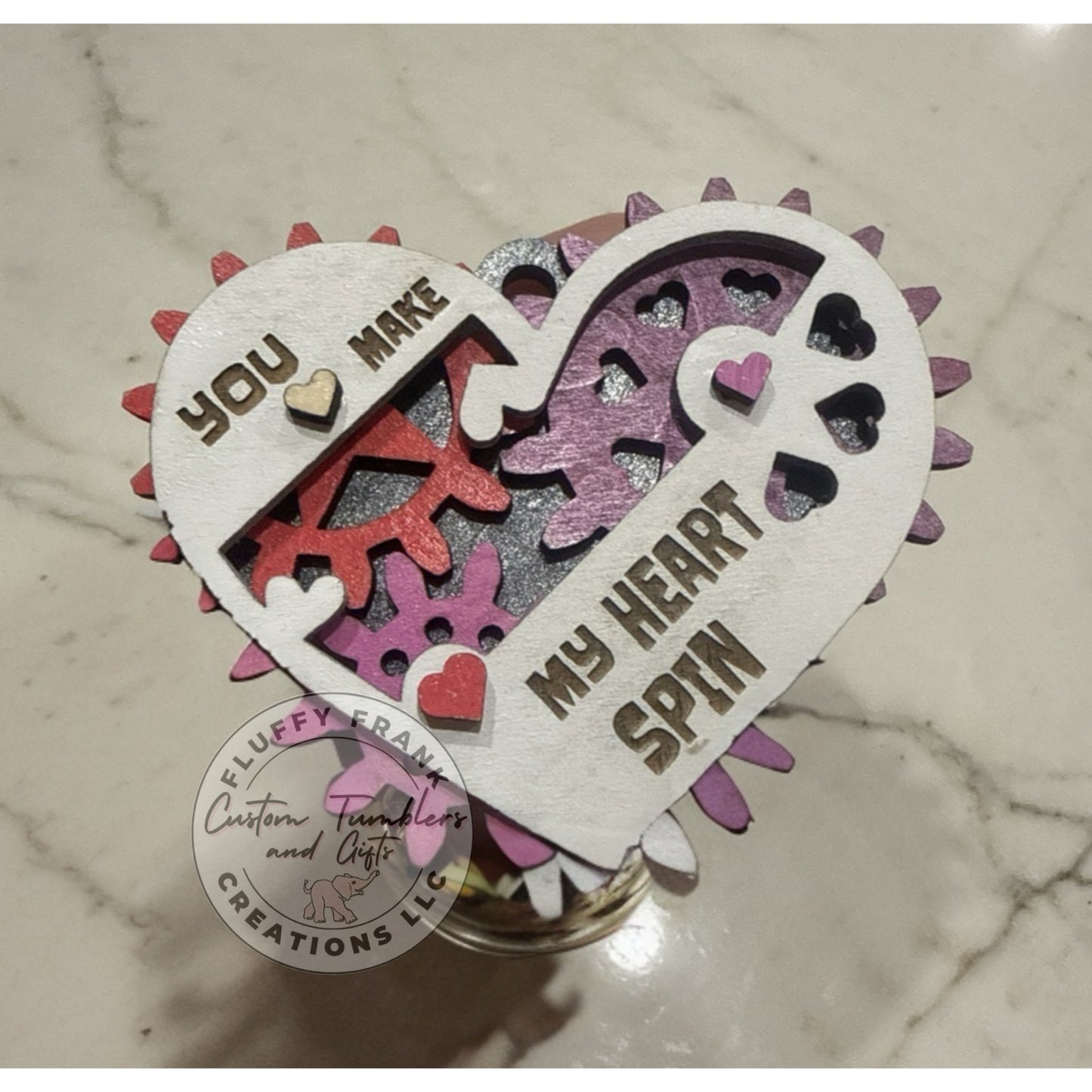 You Make My Heart Spin – Handmade Wooden Gear Heart Ornament