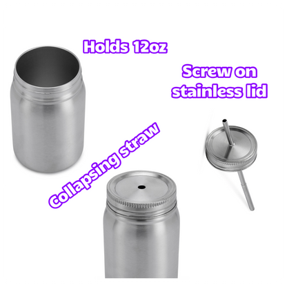 12oz Mason Jar Stainless Tumbler-MakerFlo