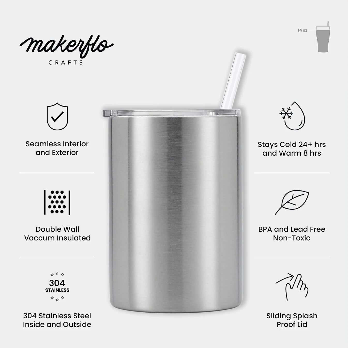 14oz Thick Stainless -MakerFlo