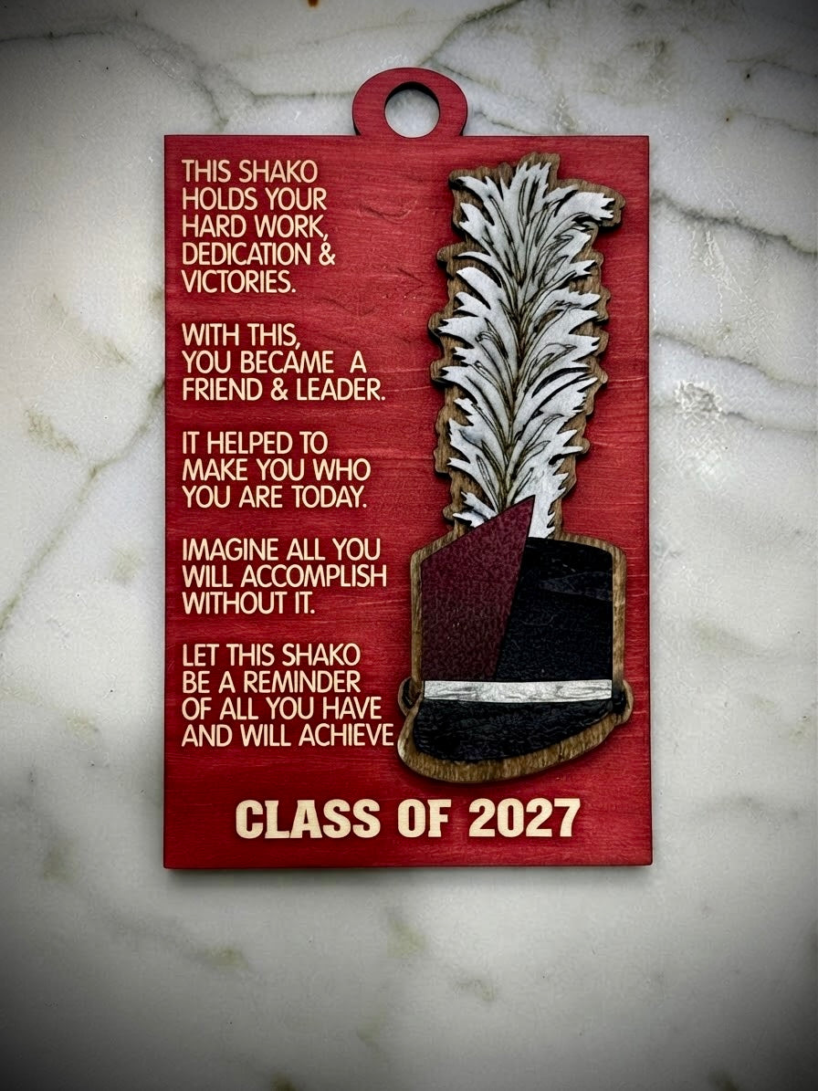 Marching Band Shako Ornament, Class of 2027 Band Senior Gift