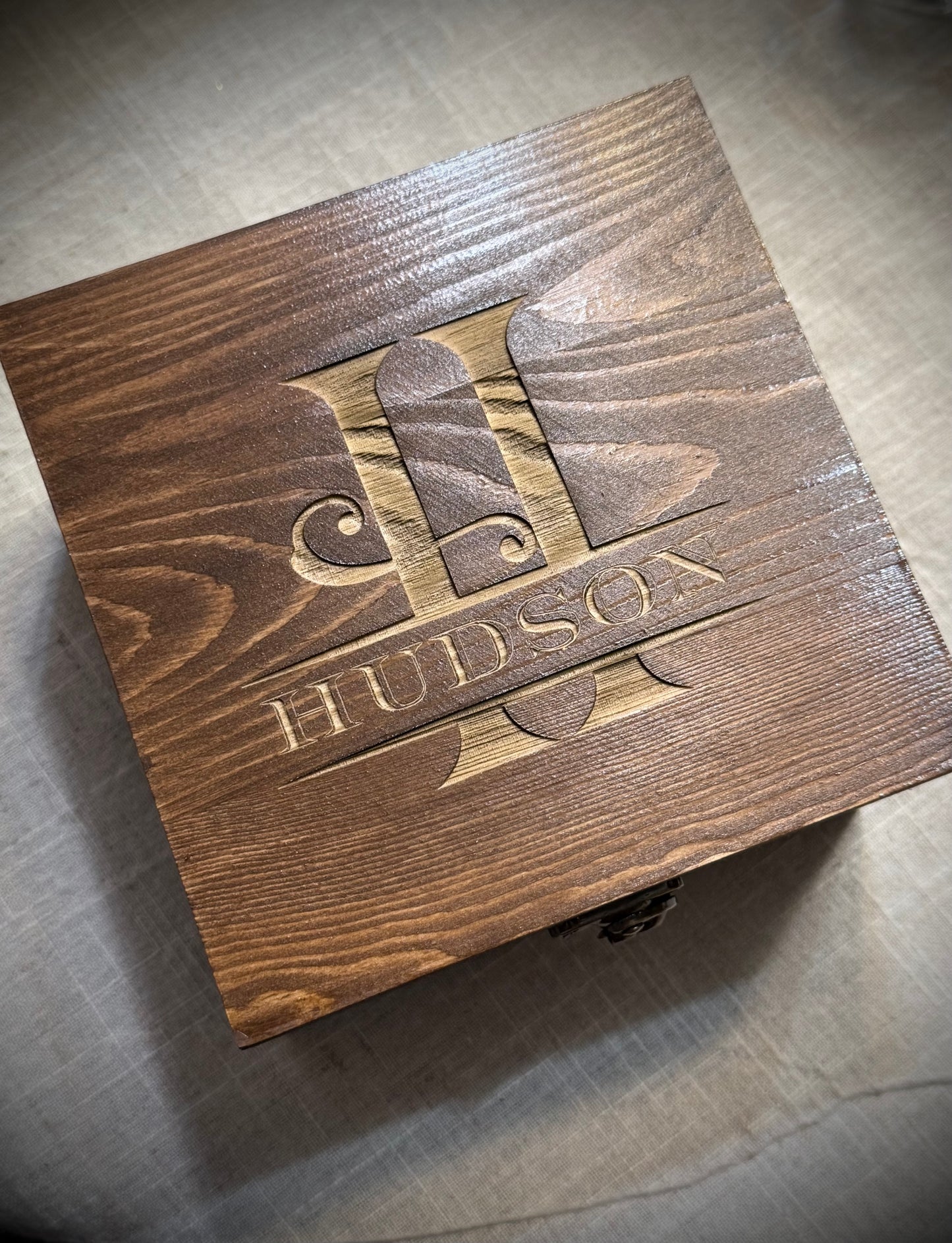 Personalized Leather Flask & Custom Wood Gift Set