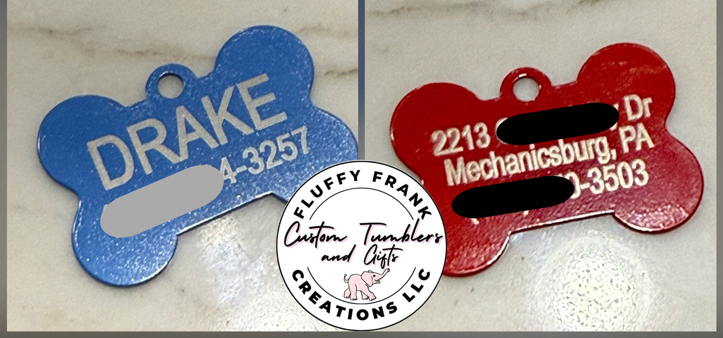 Custom Engraved Bone-Shaped Pet ID Tag – Brushed Aluminum