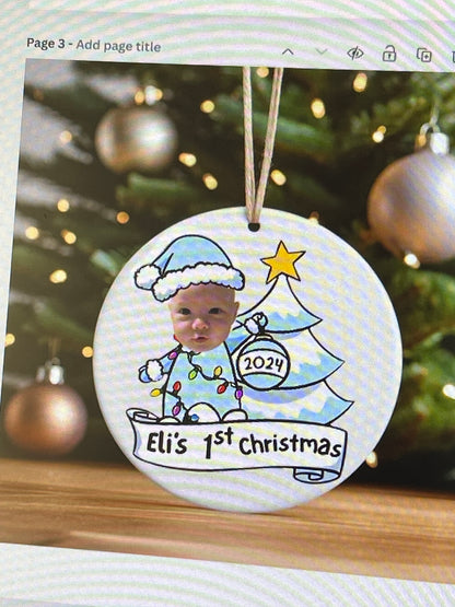 Baby's First Christmas Ornament - use your photo