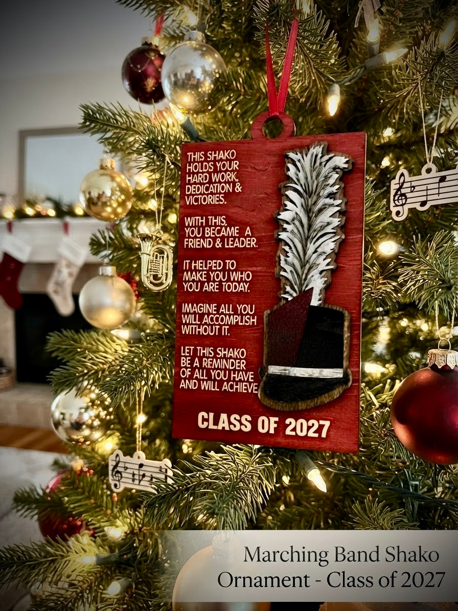 Marching Band Shako Ornament, Class of 2027 Band Senior Gift