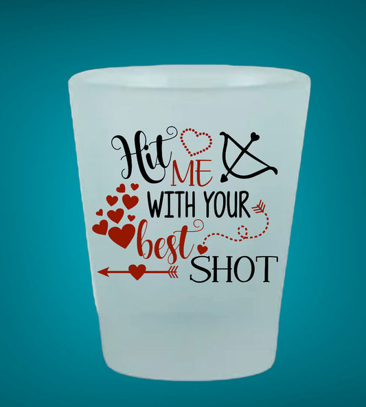 Valentine themed frosted shot glass