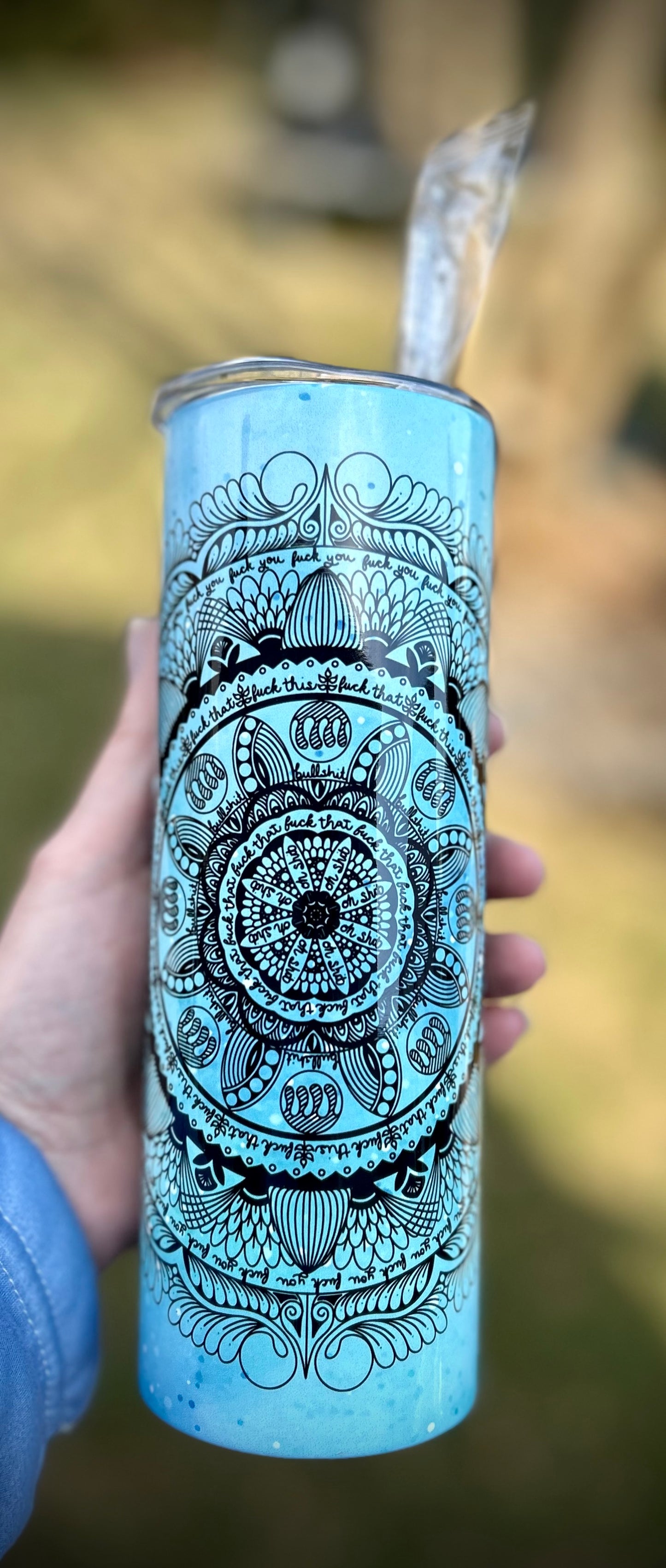 Hidden Cuss Word Mandala tumbler