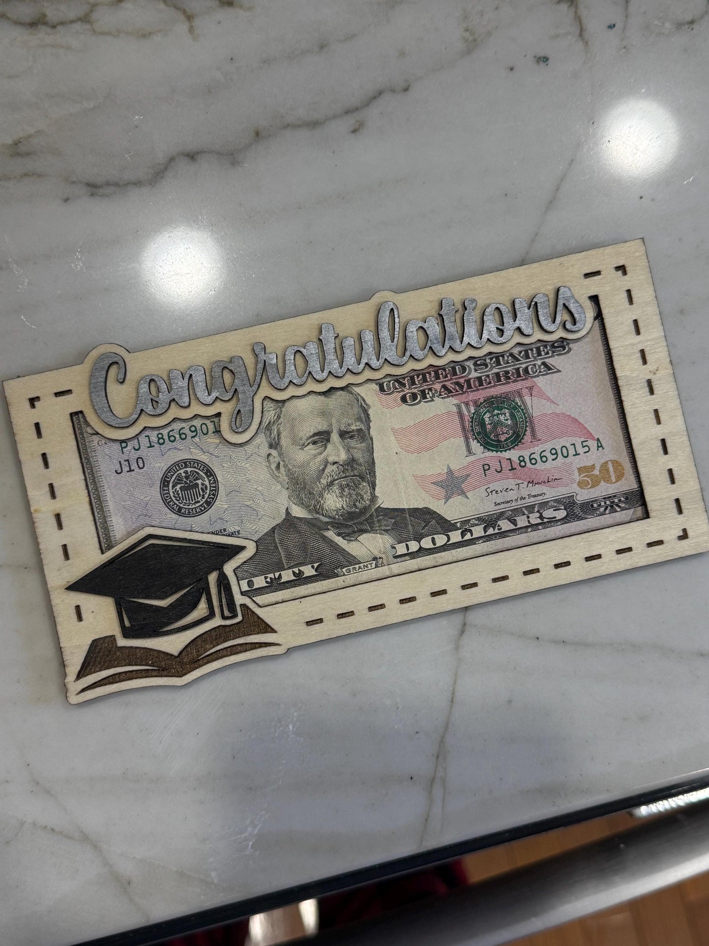 Custom Graduation Money Holder | Personalized Wood Grad Gift with Name | Class of 2026 Cash Keepsake