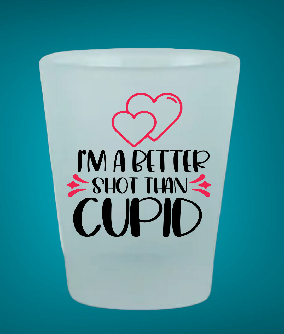 Valentine themed frosted shot glass