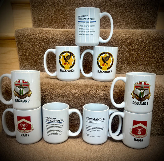 Military Leadership Mug – Commander or Command Sergeant Major | 15 oz Ceramic. Custom