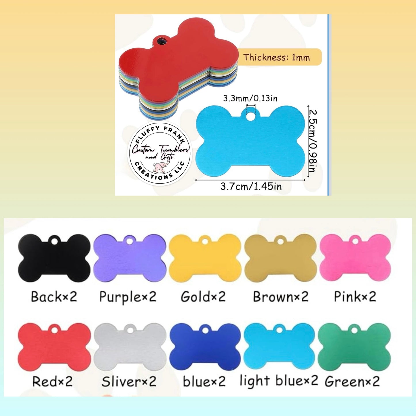 Custom Engraved Bone-Shaped Pet ID Tag – Brushed Aluminum