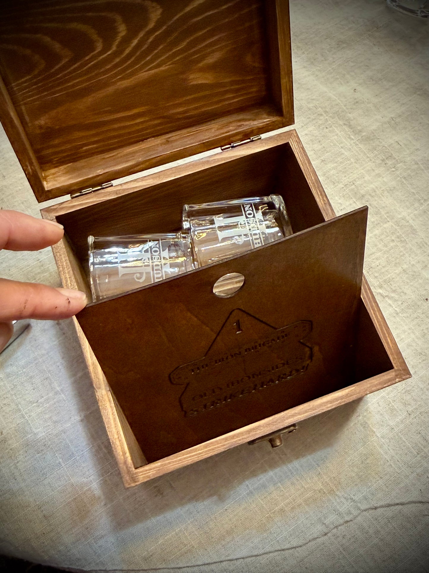 Personalized Leather Flask & Custom Wood Gift Set