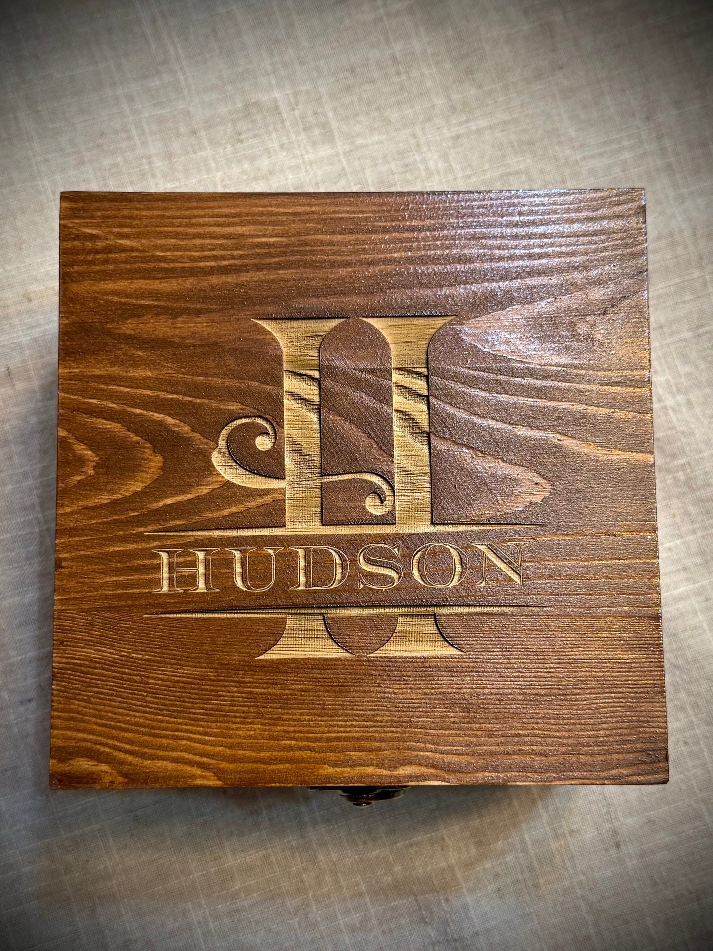 Personalized Leather Flask & Custom Wood Gift Set