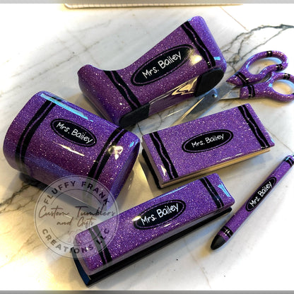 Crayon themed desk items