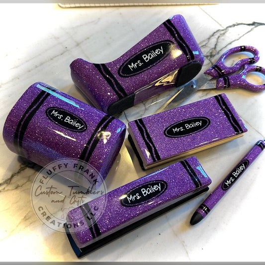 Crayon themed desk items