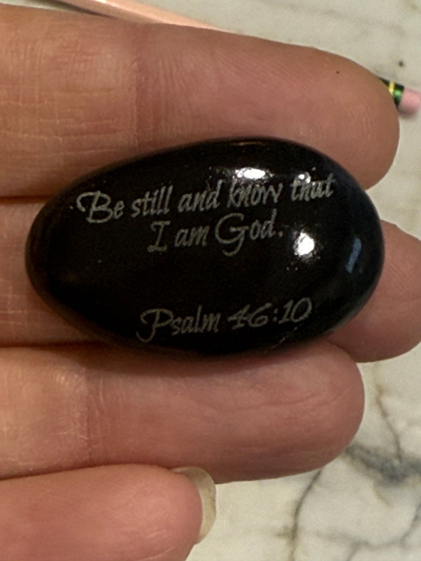 Engraved Scripture River Stone