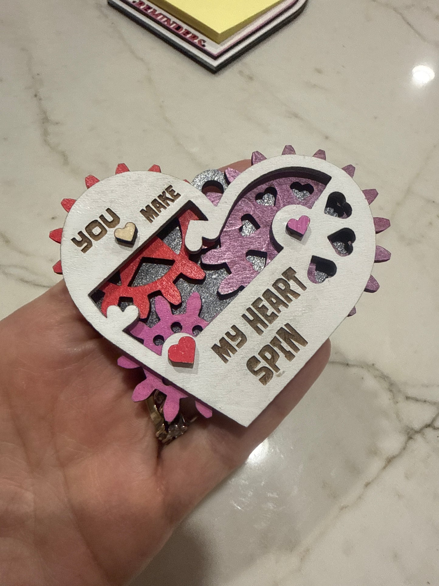 You Make My Heart Spin – Handmade Wooden Gear Heart Ornament