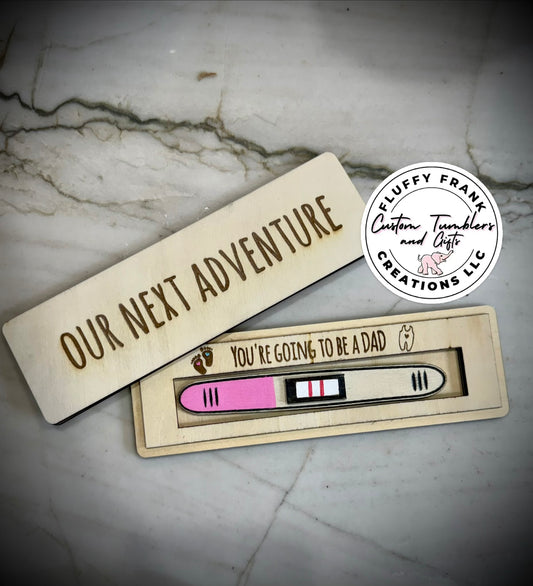 Wood Pregnancy Announcement Box – "Our Next Adventure" Surprise Reveal