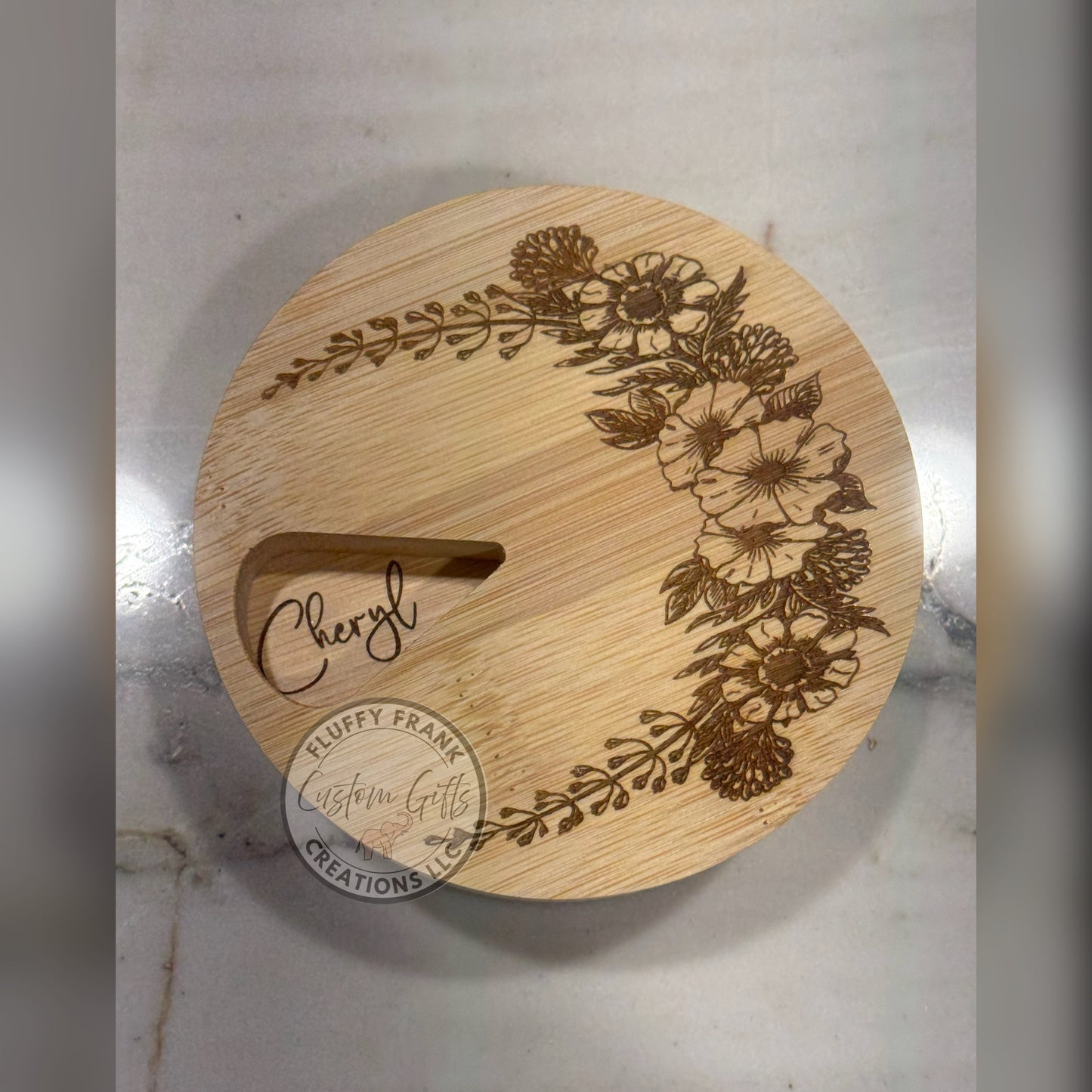 Personalized Bamboo Pill Organizer | Custom Engraved 7-Day Weekly Pill Box | Laser Etched Floral Pill Case Gift