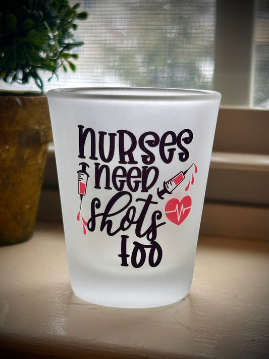 Nurse frosted shot glass