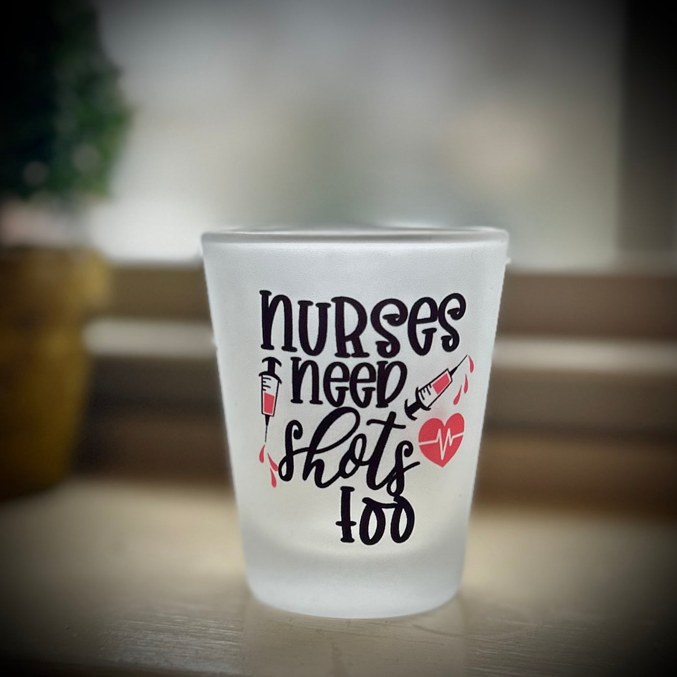 Nurse frosted shot glass