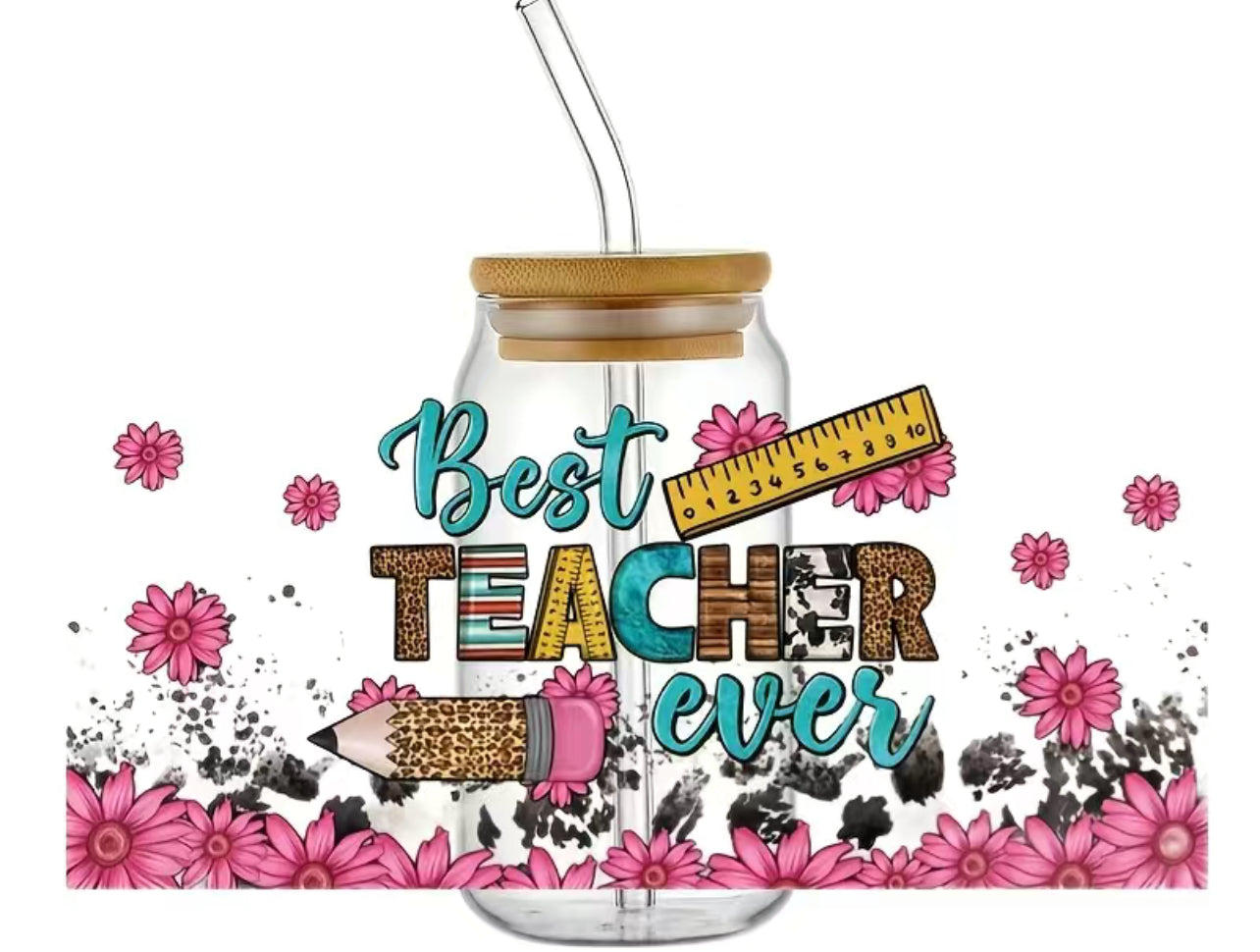16oz Can Glass (teacher theme)