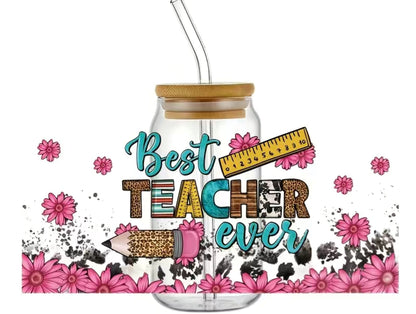 16oz Can Glass (teacher theme)