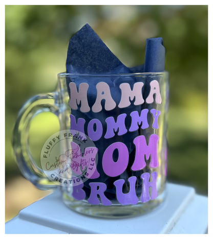 Mom to Bruh 12oz Glass Mug