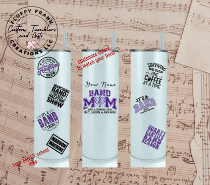 Band Mom 20oz Glitter Tumbler - FluffyFrankCreationsLLC