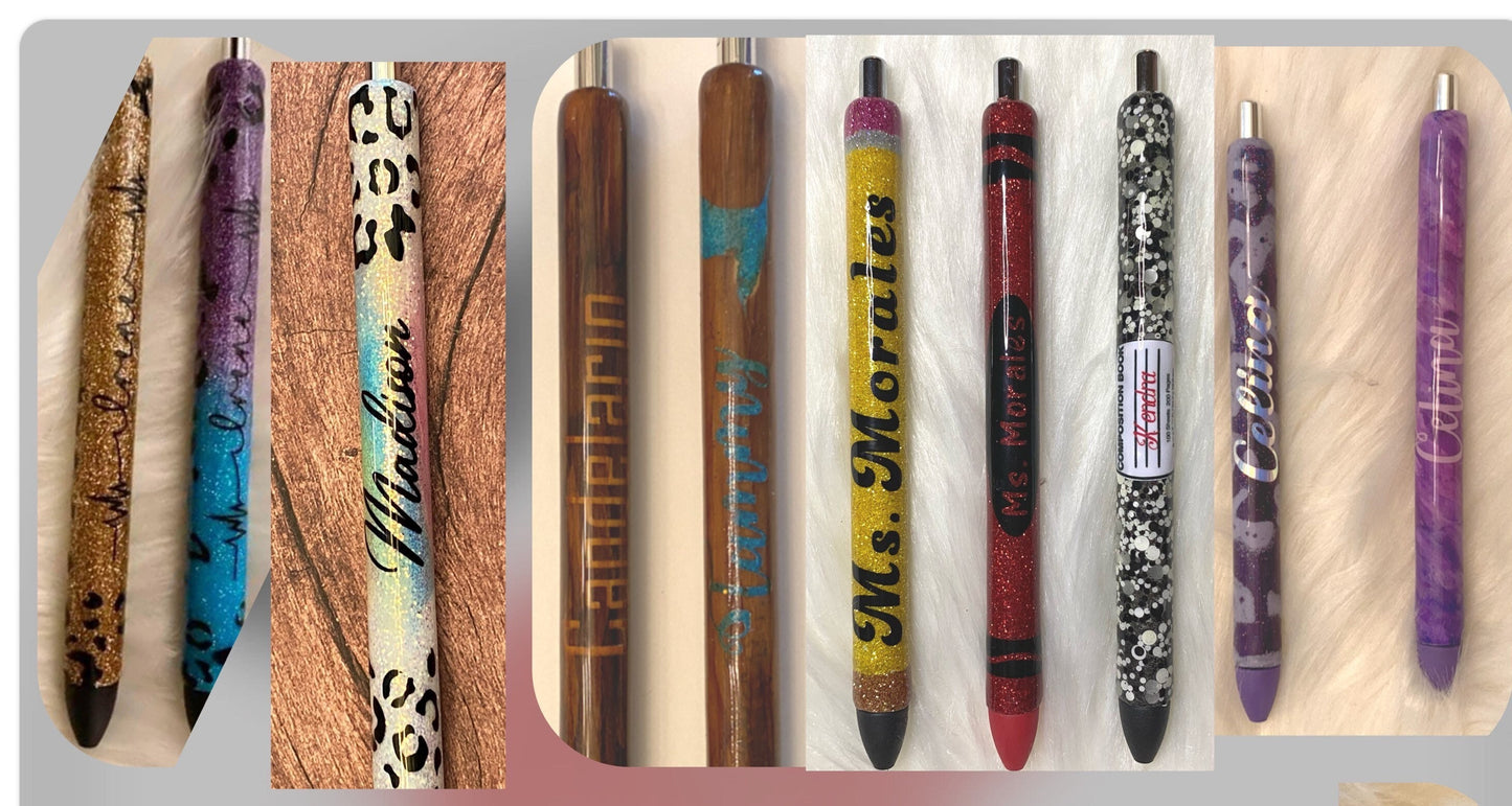 Inkjoy refillable personalized epoxy glitter pen | Custom Personalized Ink Joy Gel Pen | Teacher Gift