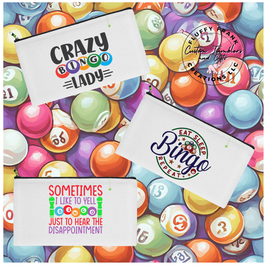 Canvas Bingo Themed Zipper pouch - FluffyFrankCreationsLLC
