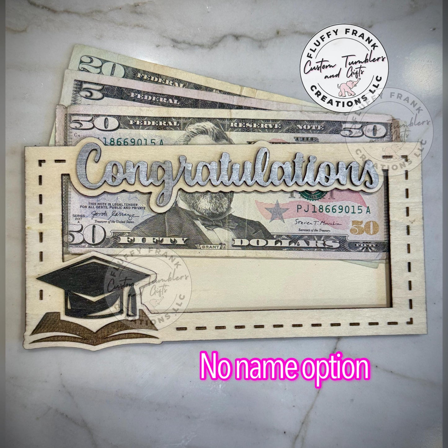 Custom Graduation Money Holder | Personalized Wood Grad Gift with Name | Class of 2026 Cash Keepsake
