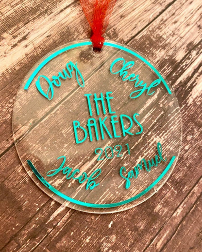 Family Names Acrylic Ornament - FluffyFrankCreationsLLC